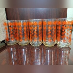 Set of 5 MCM floral drinking glasses